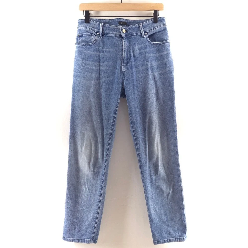 Ann Taylor Factory Women Slim Leg Jeans Size 6 Blue Medium Wash Mid Rise Stretch